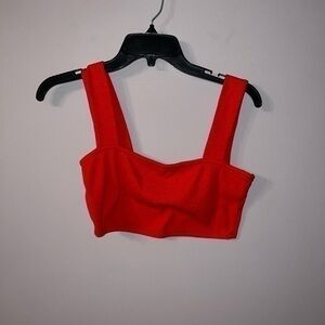 Red ribbed tank top crop top Timing Small